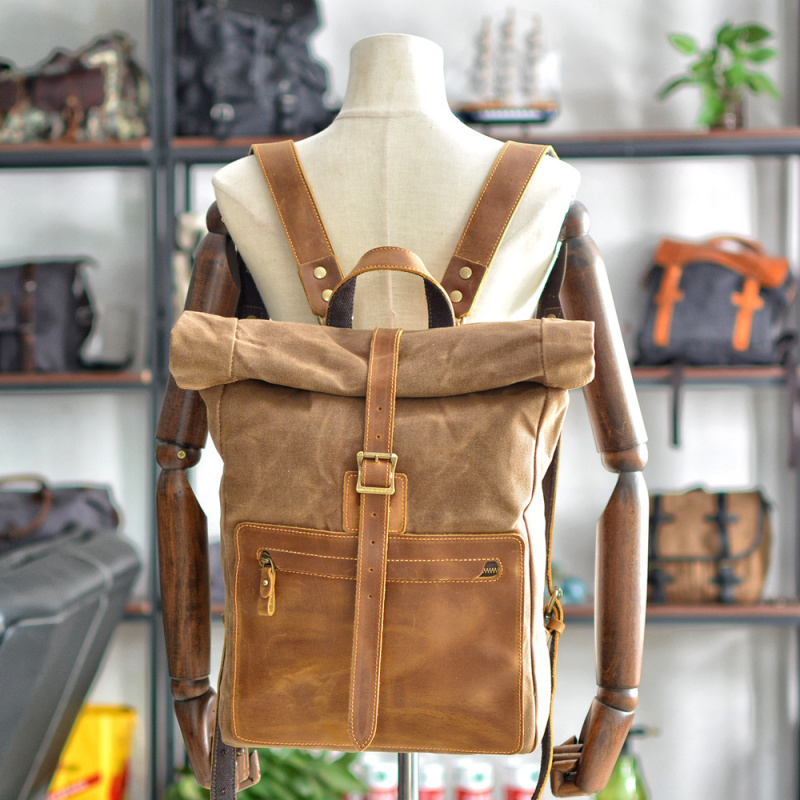 New simple and retro wax canva - Canvas Backpack Casual recension och pris